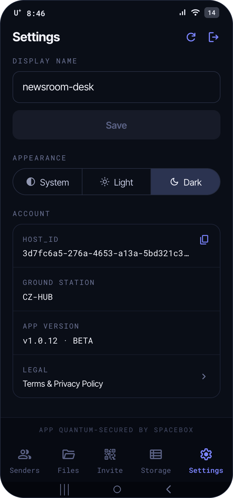 SpaceBox Lite - Settings